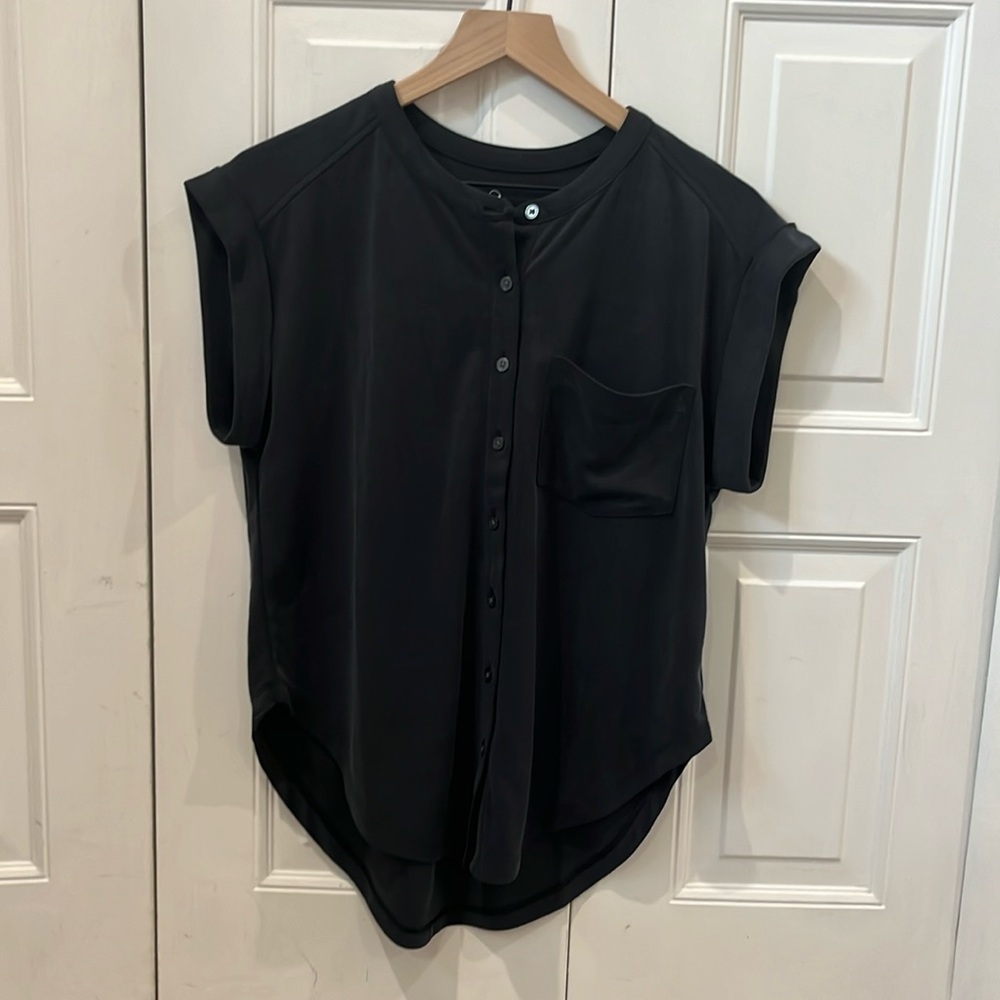 Lou and Grey top, brand new with tags, dark gray velvet-y color, Size XS